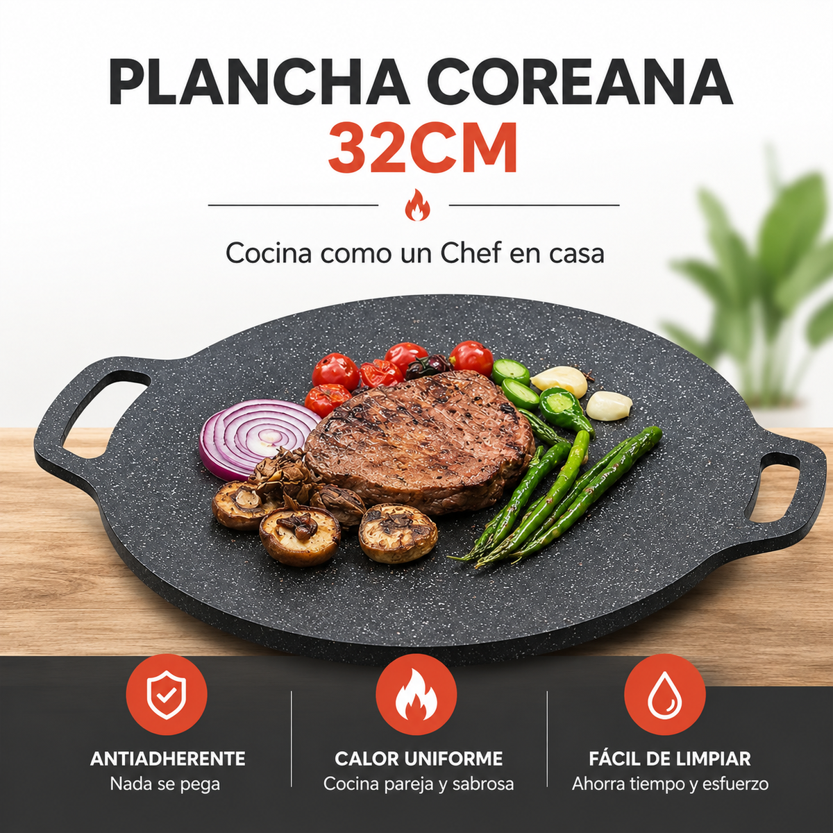 Plancha Asador Coreana 32cm - Cocina más SALUDABLE
