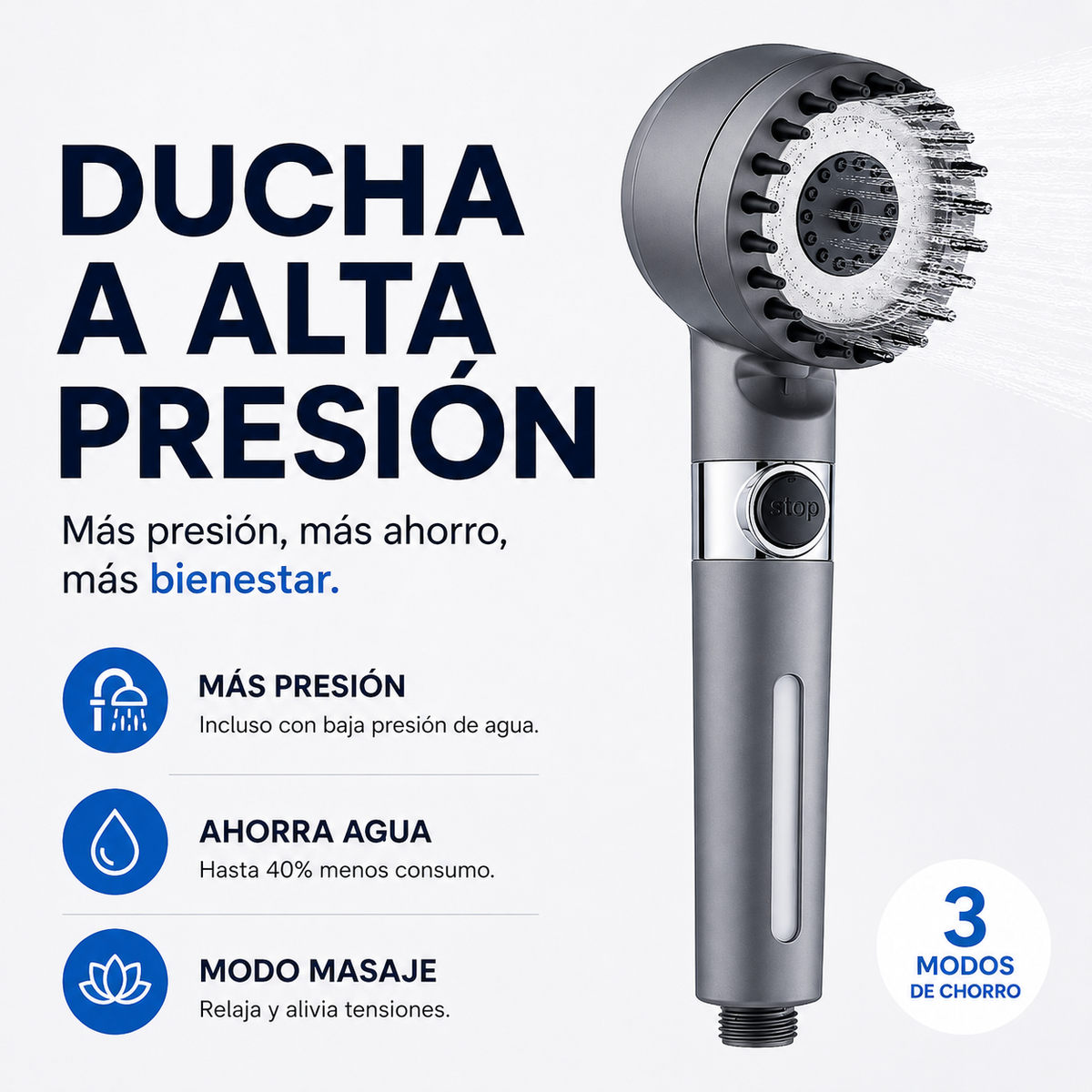 Ducha de Alta Presión - Hidromasaje en Casa