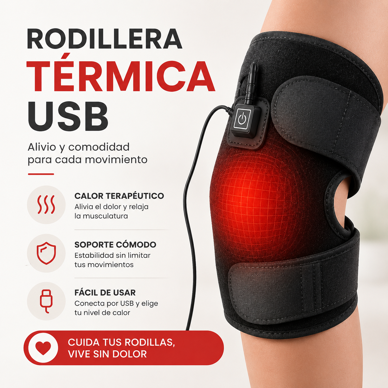 Rodillera Térmica - Terapia de Calor en Casa